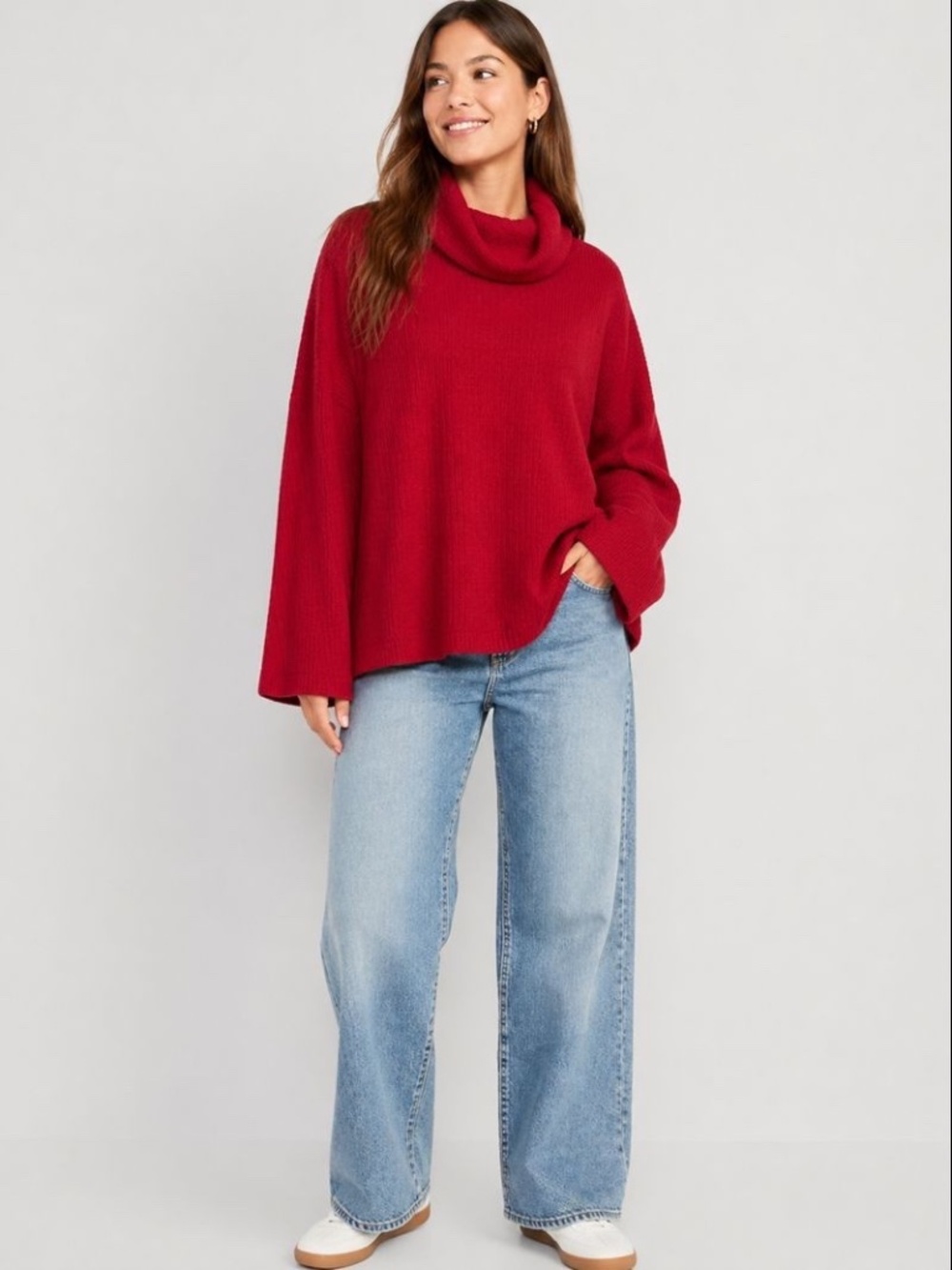 Old Navy Red Turtleneck Sweater Women Size XXL Relaxed Cozy Ribbed